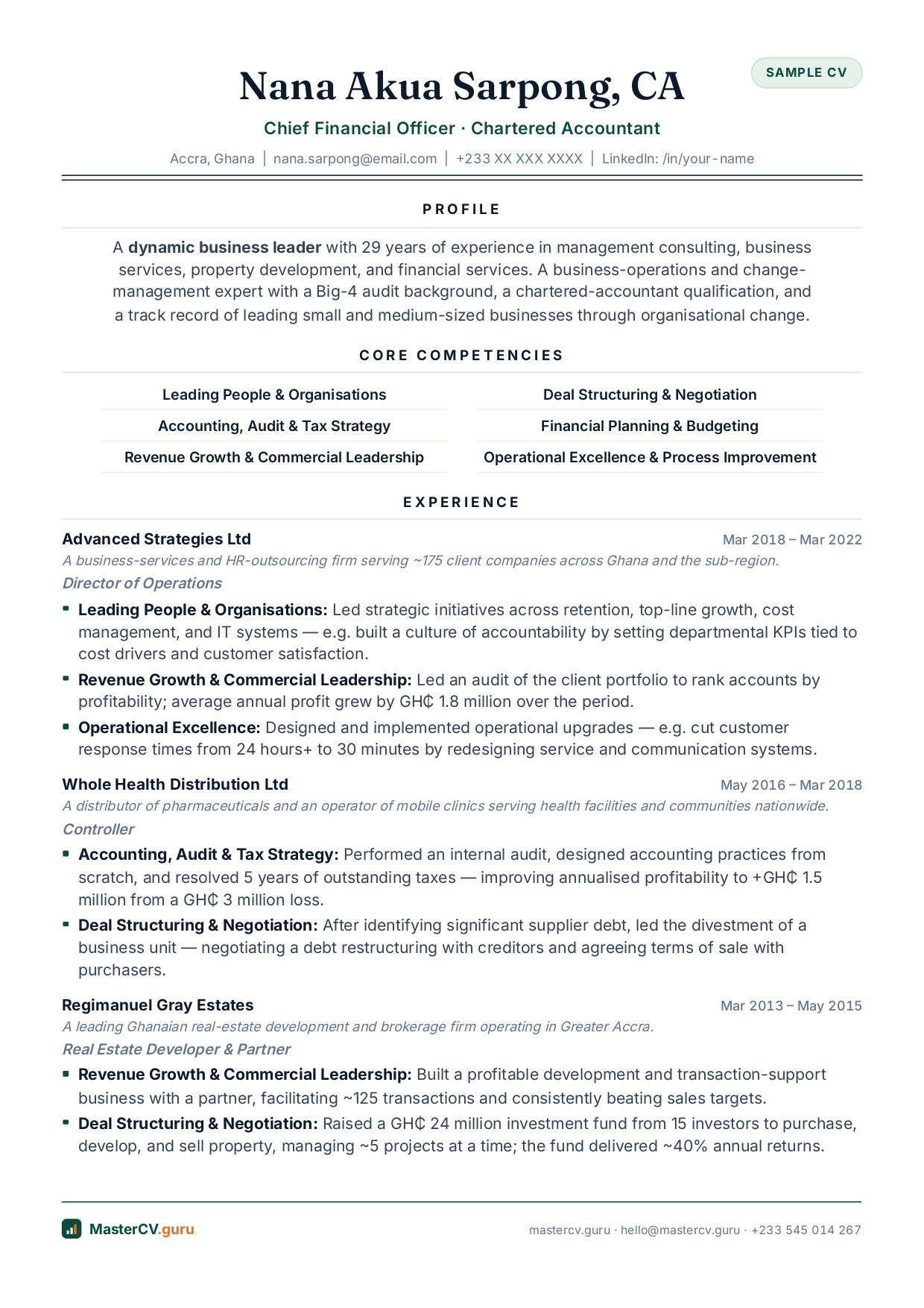 CFO / Executive-Level Chartered Accountant preview